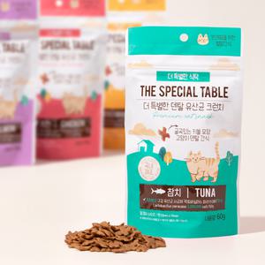 [더특별한식탁] 고양이 프로바이오틱스 유산균 덴탈 크런치 60g 240g 480g  간식 밥 애견용품 펫용풍 고양이이빨과자 영양재