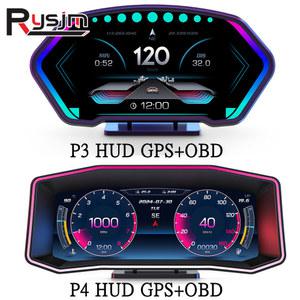 차량용 헤드업 디스플레이 OBD2 HUD 온보드 컴퓨터 디지털 스마트 GPS 속도계 볼트 RPM 수온 경사 계량기 자동 전자 P3 P4