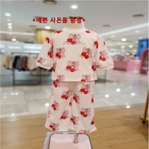 프렌치캣8 화이트 리본 앵두 티셔츠 팬츠세트 (q42dat090 q42dap070j)