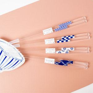 패턴 투명 젓가락 / 아크릴 플라스틱 고급 부부 젓가락 수입주방용품