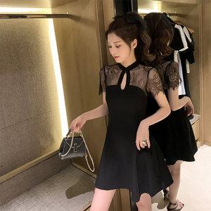 로즈 숄더 시스루 블랙 미니원피스 섹시원피스 H033