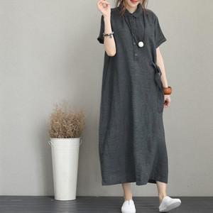 바캉스 휴양지원피스 면 반팔 롱원피스 루즈핏 린넨 원피스 3컬러