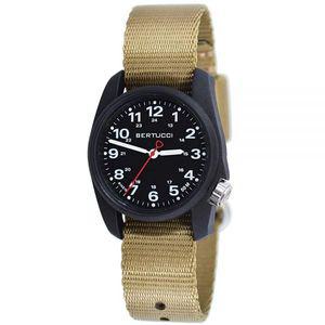 BERTUCCI A-1R Field Comfort 10502 남성용 카키 나일론 밴드 블랙 쿼츠 다이얼 시계, 블랙., 필드
