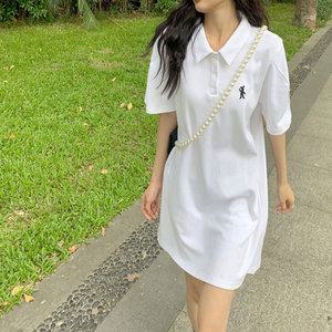 LND 엘로쥬 PK 미니 원피스 여성 봄 여름 빅사이즈 치마 카라 반팔티