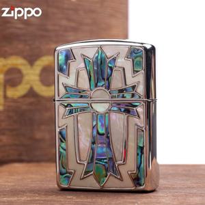 Zippo 정품 빈센조 지포라이터 양면 자개 상감 십자가 백합문양