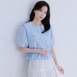 [롯데백화점]로엠 빅카라 체크 블라우스(2colors)_RMBLE38R32