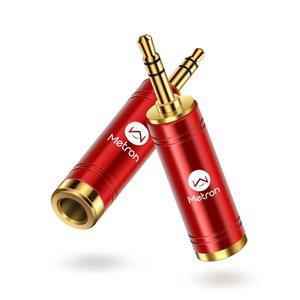메트로 고급형 3.5mm(1 /8') 플러그 남성용 6.35mm(1 /4') 잭 여성 스테레오 헤드폰 어댑터, 헤드폰용 금도금 순수 구리 미니 보조 변환기, 앰프 레드 2팩