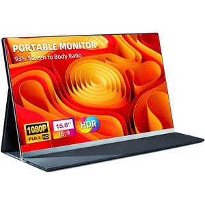AOKER 휴대용 모니터 15.6인치 1080P FHD HDR 3면 프레임 없는 노트북 화면 익스텐더 HDMI USB C 여행용 외장 디스플레이, PC MAC 스위치 폰 컴퓨터 XBOX 호환용 PS4 /5용 스마트 커버 게이밍 포함