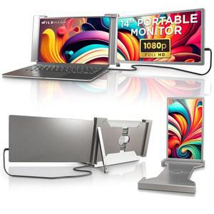 와일드 호크 14인치 듀얼 모니터 노트북 화면 익스텐더 USB C, HDMI 1080P 실버 더블 스크린 익스텐더(14