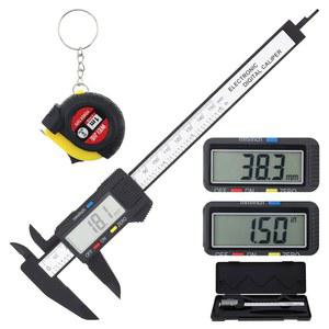 Smgda 디지털 캘리퍼스 150mm 정밀도 0 1mm 카본 파이버 버니어 캘리퍼스 내경 /외경 /깊이 측정용 DIY /자동차 /공업 대응 일본어 사용설명서 & 예비 배터리 & 수납 케이스 & 메이저 포함 노기스 메이저