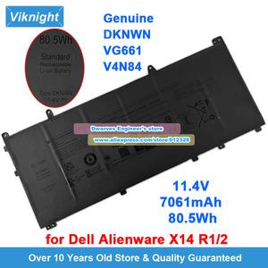 DKNWN 노트북 배터리 델 에일리언웨어 X14 R1/2 시리즈용 V4N84 VG661 11.4V 7061mAh 80.5Wh