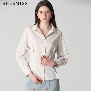 [쉬즈미스(SHESMISS)] 페플럼 오픈 카라 셔츠 (택가격: 178000원)
