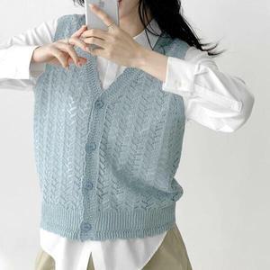 아트박스/신상오픈런 망사 그물조끼 스칼럽 브이넥 오픈니트 봄코디