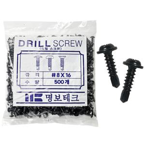 칼라피스 직결피스 와샤머리 흑색 8x16 1봉지 기리 나사 철판 목재 볼트 나사못 고정