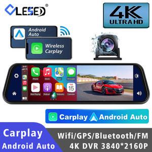 룸미러 블랙박스 10 인치 4K 2160P 자동차 DVR Carplay 안드로이드 자동 5G WIFI GPS 대시 BT FM Dashcam 카메라 스트림 백미러 드라이브 레코더