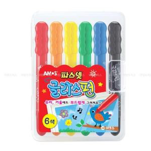 [JH585RS2_52GP]넷 크레용세트 글라스펀 유리 색연필 6색