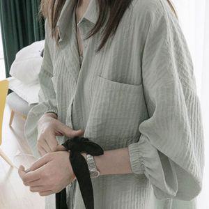 여성 봄 가을 긴팔 루즈핏 블라우스 셔츠 라이트그린 화이트 여자 흰색 남방