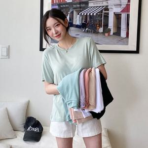 여성 찰랑 레이온 스판 무지 라운드 반팔티 기본티 -WTS0083- 여름