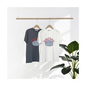 25 SS 오로라 프린트 레터링 면모달 루즈핏 반팔티
