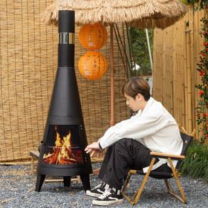 블랙 멕시코 Chiminea 야외 화덕, 목재 연소 바베큐 정원 벽난로, 굴뚝