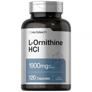 Horbaach L 오르니틴 HCl | 1900mg | 120캡슐 | GMO 프리 및 글루텐 프리 보충제