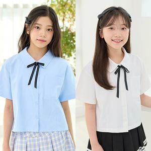 쥬리 리본 반팔 셔츠 남방 / 여아 주니어 의류 초등학생 옷