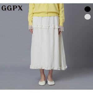 [GGPX]프릴 라인 배색 롱 스커트 (GP2SK004F)