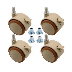 미니바퀴 4Pcs RubberThreaded 캐스터 교체용 M6 M8 회전 스템 잠금 브레이크가 있는 트윈