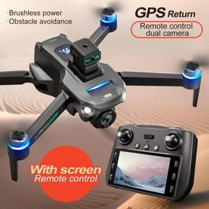 S159 브러시리스 접이식 전문 드론 8K 듀얼 HD 카메라 디스플레이 원격 제어 5G WIFI GPS FPV 장난감 선물
