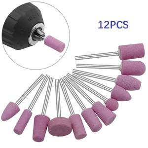 원형사포 연마 마운트 스톤 회전 공구 그라인딩 휠 헤드 2.35mm 생크 미니 네일 비트 세트 12 개