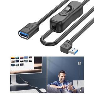 DIY USB 3.0 연장 케이블 ON/OFF 전원 충전기 코드 여자 스위치 왼쪽 각도 남자