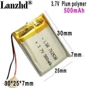 충전식 702530 폴리머 리튬 배터리  스마트 워치 미용 기기 마사지기  3.7V  500mAh