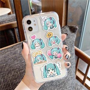 10/48/96PCS 애니메이션 미러 사운드 트윈 스티커  만화 크리 에이 티브 하츠네 미쿠 DIY 휴대 휴대폰 케이