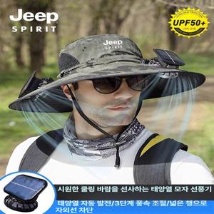 JEEP 태양열 팬 여름 낚시모자 자외선차단 선풍기 모자