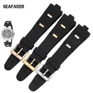 시계 밴드 남자 블랙 고무 교체 스트랩 BVLGARI Bvlg Diagono 24mm * 8mm