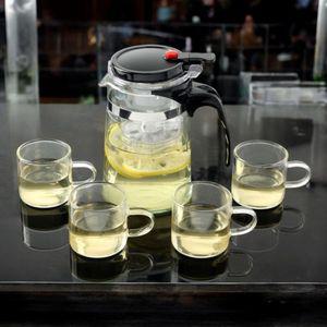 (튼튼)(로하티) 웰링 버튼 드롭 차포트 찻잔세트(500ml 4인) (투명) 티폿 집들이선물 타임용품 주전자 우리
