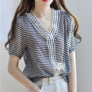 [오노마] ONM 예쁜 깅엄체크 블라우스