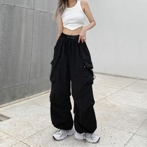 [오노마] ONM 여성 와이드 조거팬츠 카고바지 벌룬핏 스트링 나일론