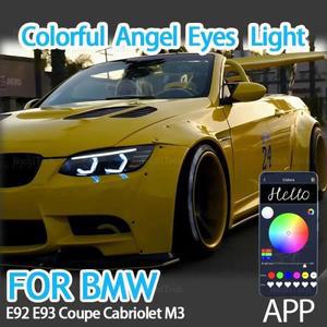 RGB 멀티 컬러 M4 스타일 라이트 링 앱 제어 DRL LED 엔젤 아이 키트, BMW E92 쿠페 컨버터블 카브리오 M3