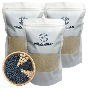 헬로우그린 세척해서 볶은 국산 흑임자 미숫가루 600gX3(팩) 총1.8kg (서리태,흑임자,백태,현미)