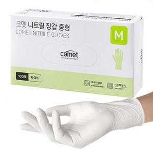 코멧 니트릴장갑 화이트, 중(M), 100개입, 1개 one option