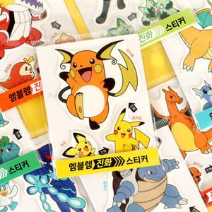 포켓몬스터 엠블렘 진화 스티커 유아 어린이 폰꾸 다꾸 스티커 놀이 (24개 1세트) 랜덤