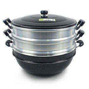 [기타]마블 3단 찜솥 가마솥 찜기 다용도 대형 찜냄비 (46cm)