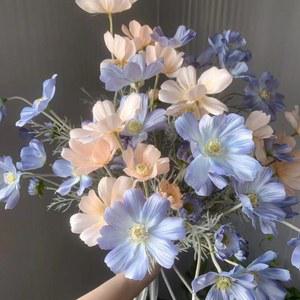 졸업꽃다발 카모마일 실크 인조 꽃 화이트 방 웨딩 홈 테이블 장식 파티 DIY 부케 선물 60cm 1PC