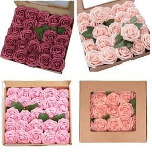 졸업꽃다발 인조 장미꽃 폼 장미 DIY 웨딩 부케 파티 홈 장식 정원 10 개 25 50