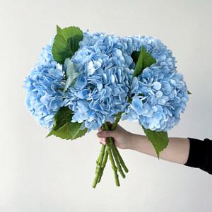 졸업꽃다발 파란색 인공 수국 꽃 터치 가지 장식 웨딩 부케 꽃꽂이