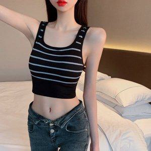 [러브핑코]엘리 스트라이프 브라 블랙 스트릿 감성 노와이어 노후크 브라렛 탑 패드탈착 여성 속옷 여자...