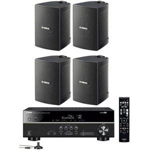 야마하 5.1채널 무선 블루투스 4K A /V 홈 시어터 리시버 + 내추럴 사운드 고성능 2방향 실내용 /야외 방풍 스피커(4종 세트)