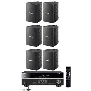 야마하 5.1채널 무선 블루투스 4K A /V 홈 시어터 리시버 + 내추럴 사운드 고성능 2방향 실내용 /야외 방풍 스피커(6종 세트)