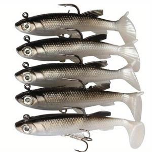 지그 후크 실리콘 소프트 미끼 스윔베이트 낚시 워블러, 배스 루어 태클용 인공 고무 8cm 12.5g, 5 개/로트
